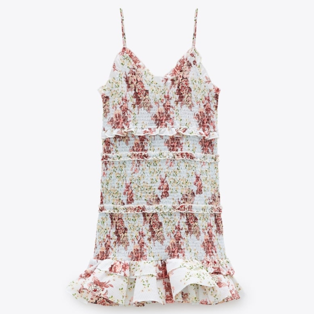 NEVER WORN floral bodycon ruched mini dress